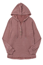 Load image into Gallery viewer, Buttoned High and Low Hem Hoodie