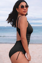Load image into Gallery viewer, Adjustable Straps Ribbed Knit One Piece Swimsuit