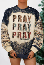 Load image into Gallery viewer, PRAY Letter Leopard Bleached Color Block Sweatshirt