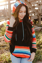 Load image into Gallery viewer, Multicolor Colorful Striped Patchwork Kangaroo Pocket Hoodie