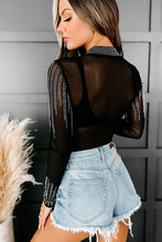 Load image into Gallery viewer, Rhinestone Sheer Mesh Long Sleeve Bodysuit