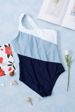 Load image into Gallery viewer, Color Block One Shoulder Backless One-piece Swimwear
