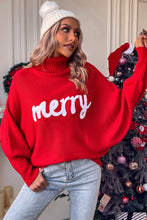 Load image into Gallery viewer, Merry Letter Embroidered High Neck Sweater