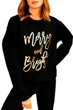 Load image into Gallery viewer, Merry & Bright Letter Print Pullover Sweatshirt
