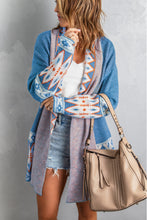 Load image into Gallery viewer, Aztec Print Open Front Knitted Cardigan