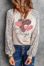 Load image into Gallery viewer, Khaki Love Always Heart Leopard Color Block Top