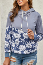 Load image into Gallery viewer, Floral Splicing Cowl Neck Hoodie