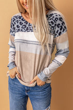 Load image into Gallery viewer, Leopard Color Block V Neck Top
