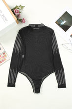 Load image into Gallery viewer, Rhinestone Sheer Mesh Long Sleeve Bodysuit