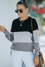 Load image into Gallery viewer, Colorblock Black Contrast Stitching Sweatshirt with Slits