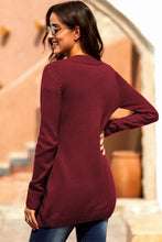Load image into Gallery viewer, Burgundy Front Pocket and Buttons Closure Cardigan