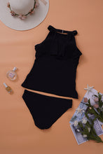 Load image into Gallery viewer, High Neck Plunge Mesh Ruched Tankini Swimwear