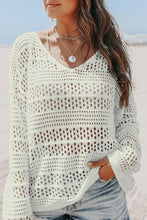 Load image into Gallery viewer, Hollow Out Crochet V Neck Pullover Sweater