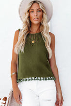 Load image into Gallery viewer, Tasseled Crochet Hollow-out Knit Tank