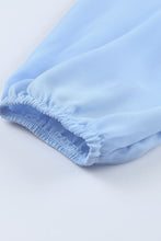 Load image into Gallery viewer, Light Blue V Neck Long Sleeve Ruffle Tiered Mini Dress