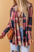 Load image into Gallery viewer, Draped Open Front Plaid Cardigan