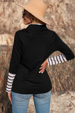 Load image into Gallery viewer, Striped Splicing High Neck Sweatshirt
