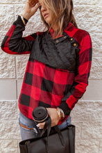 Load image into Gallery viewer, Long Sleeve Plaid Paneled Sweatshirt