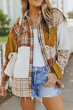 Load image into Gallery viewer, Plaid Color Block Patchwork Shirt Jacket with Pocket