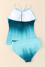 Load image into Gallery viewer, Oceanic Gradient Color Peekaboo Halter Tankini Swimsuit