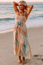 Load image into Gallery viewer, Multicolor Boho Patchwork Print Square Neck Sundress