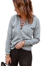 Load image into Gallery viewer, Grey Casual Solid Color Lace-up Hoodie