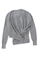 Load image into Gallery viewer, Black/Pink/Gray/Khaki/Apricot Wrap V Neck Waffle Sweater