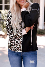 Load image into Gallery viewer, Leopard Patchwork Buttoned Hooded Sweatshirt