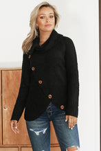 Load image into Gallery viewer, Buttoned Wrap Turtleneck Sweater