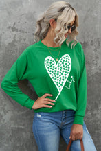 Load image into Gallery viewer, Lucky Clover Heart Graphic Raglan Sleeve Sweatshirt