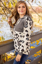 Load image into Gallery viewer, Print Color Block Pocketed Drawstring Hoodie