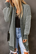 Load image into Gallery viewer, Plaid Knitted Long Open Front Cardigan