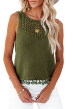 Load image into Gallery viewer, Tasseled Crochet Hollow-out Knit Tank