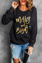 Load image into Gallery viewer, Merry & Bright Letter Print Pullover Sweatshirt