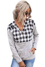 Load image into Gallery viewer, Plaid Splicing Pocketed Hoodie
