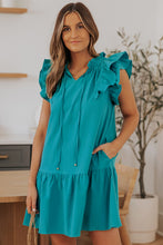 Load image into Gallery viewer, Tiered Ruffled Sleeves Mini Dress with Pockets