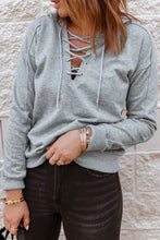 Load image into Gallery viewer, Grey Casual Solid Color Lace-up Hoodie