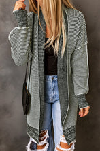 Load image into Gallery viewer, Plaid Knitted Long Open Front Cardigan