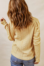Load image into Gallery viewer, Khaki Solid Color Puffy Sleeve Textured Knit Top