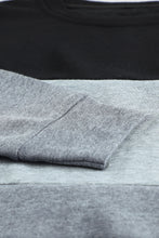 Load image into Gallery viewer, Colorblock Black Contrast Stitching Sweatshirt with Slits
