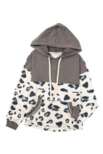 Load image into Gallery viewer, Print Color Block Pocketed Drawstring Hoodie