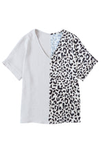 Load image into Gallery viewer, Khaki Contrast Leopard Color Block Blouse