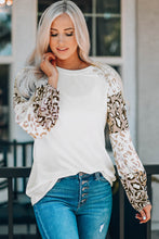 Load image into Gallery viewer, Beige Leopard Print Bubble Sleeve Top