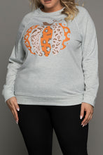 Load image into Gallery viewer, Halloween Pumpkin Leopard Print Plus Size Sweatshirt