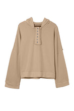 Load image into Gallery viewer, Khaki Casual Button Solid Patchwork Trim Hoodie