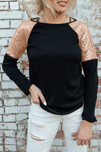 Load image into Gallery viewer, Sequin Shoulder Long Sleeve Top