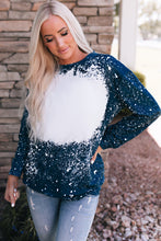 Load image into Gallery viewer, Navy Tie-dyed Crew Neck Pullover Sweatshirt