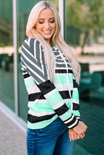 Load image into Gallery viewer, Striped Drawstring Long Sleeve Hoodie