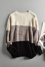 Load image into Gallery viewer, Color Block Netted Texture Pullover Sweater