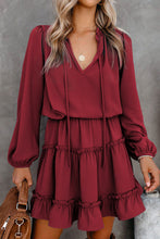 Load image into Gallery viewer, V Neck Long Sleeve Ruffle Tiered Mini Dress